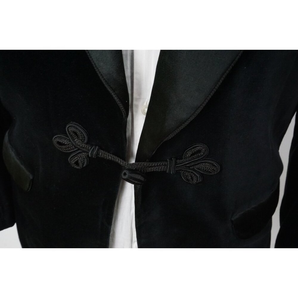 Polo by Ralph Lauren Frog Toggle Shawl Black Cotton Velour Formal Jacket Sz L - Picture 2 of 7